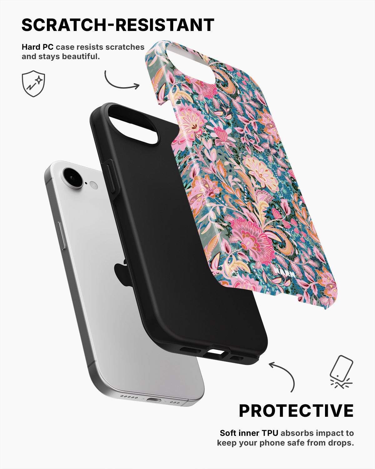 iPhone 16e Tough Case – Fantasy Flowers - View 2