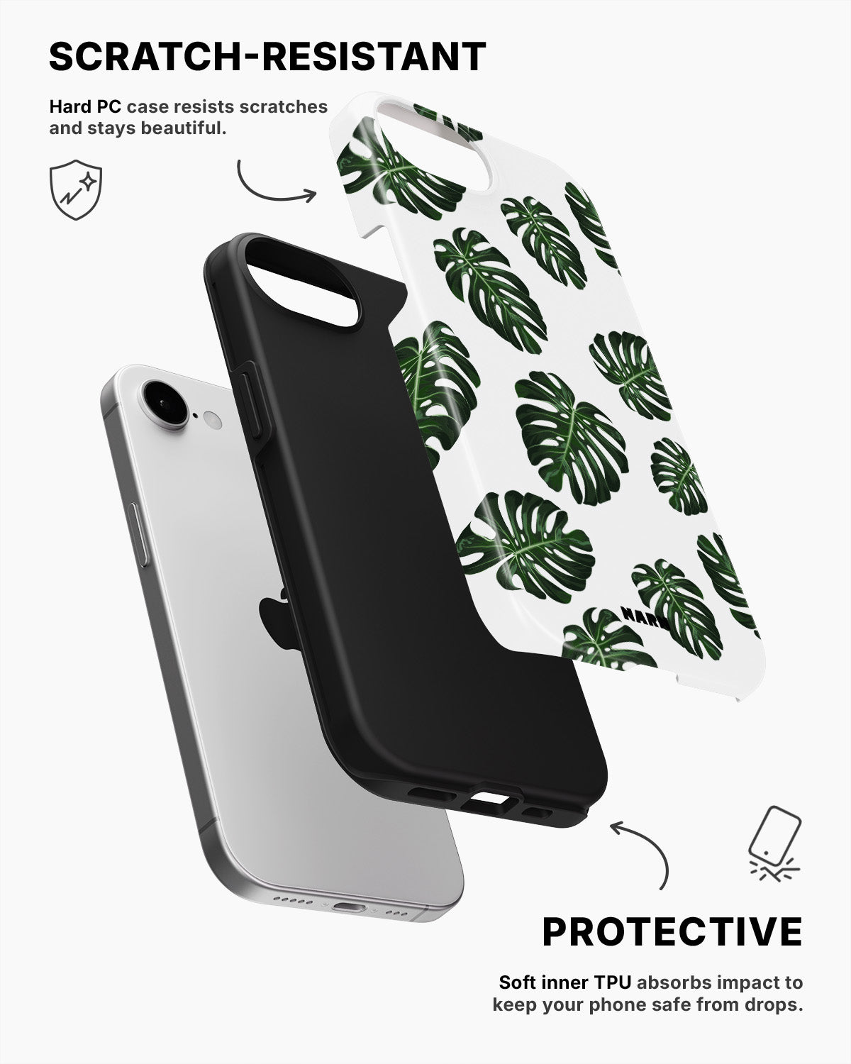 iPhone 16e Tough Case – Monstera Pattern - View 2