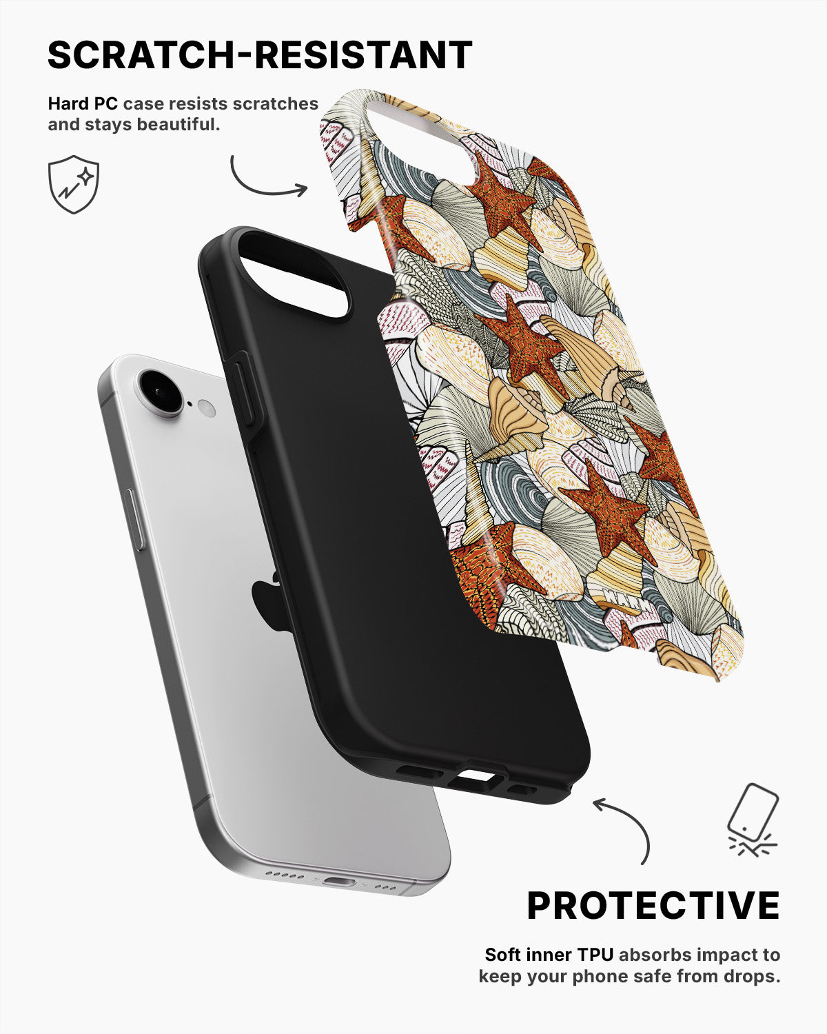 iPhone 16e Tough Case – Sea Shells - View 2