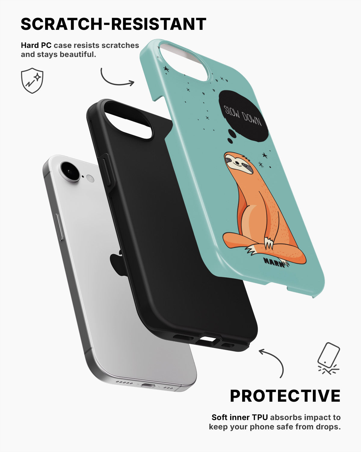 iPhone 16e Tough Case – Slow Down Sloth - View 2