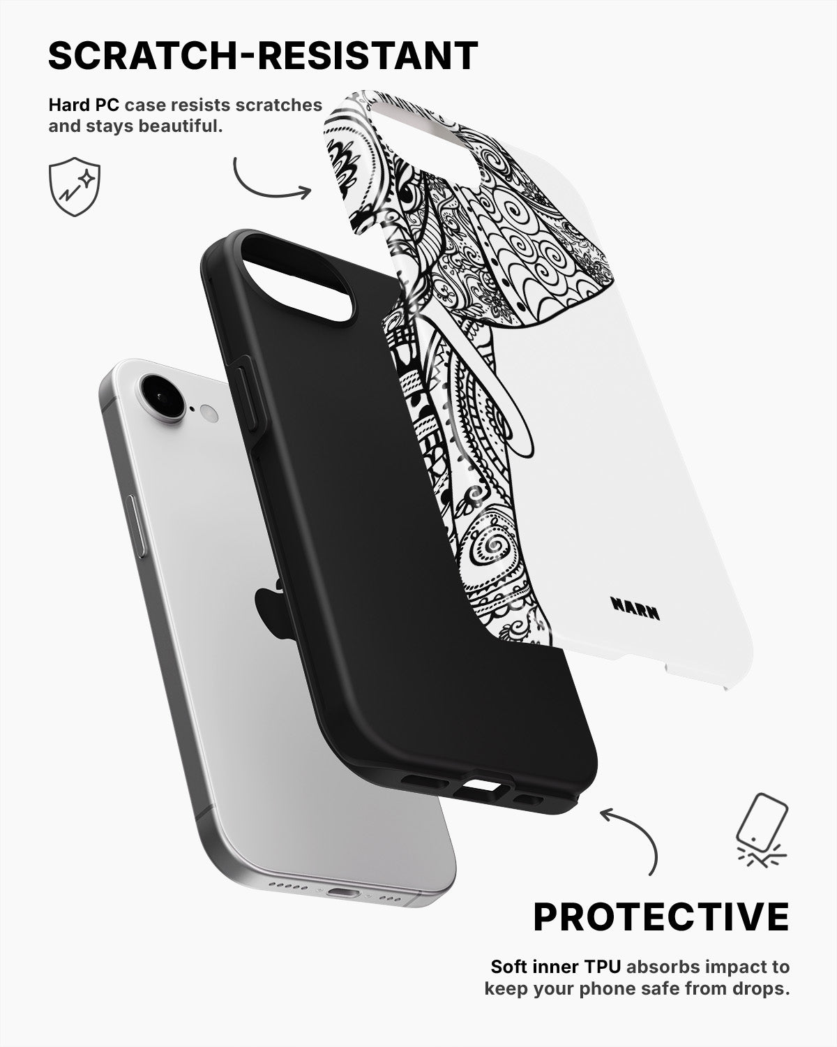 iPhone 16e Tough Case – Mandala Elephant - View 2