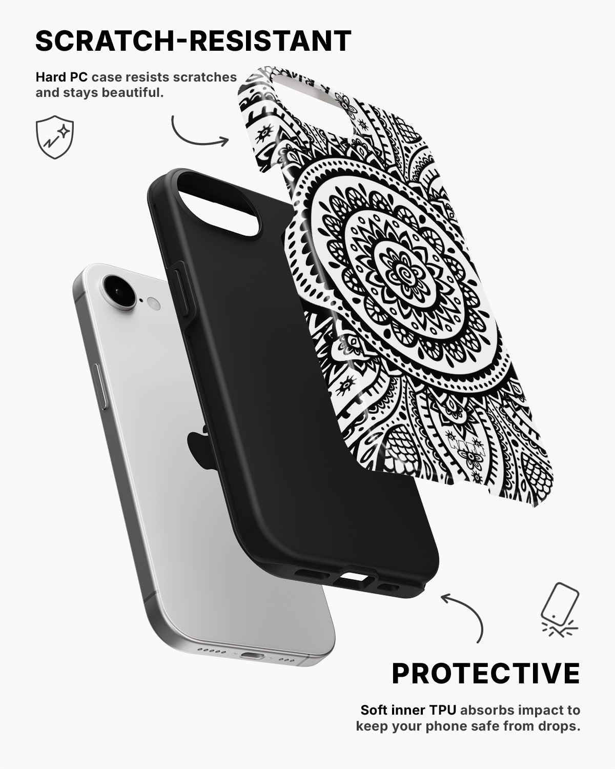 iPhone 16e Tough Case – Henna Mandala - View 2