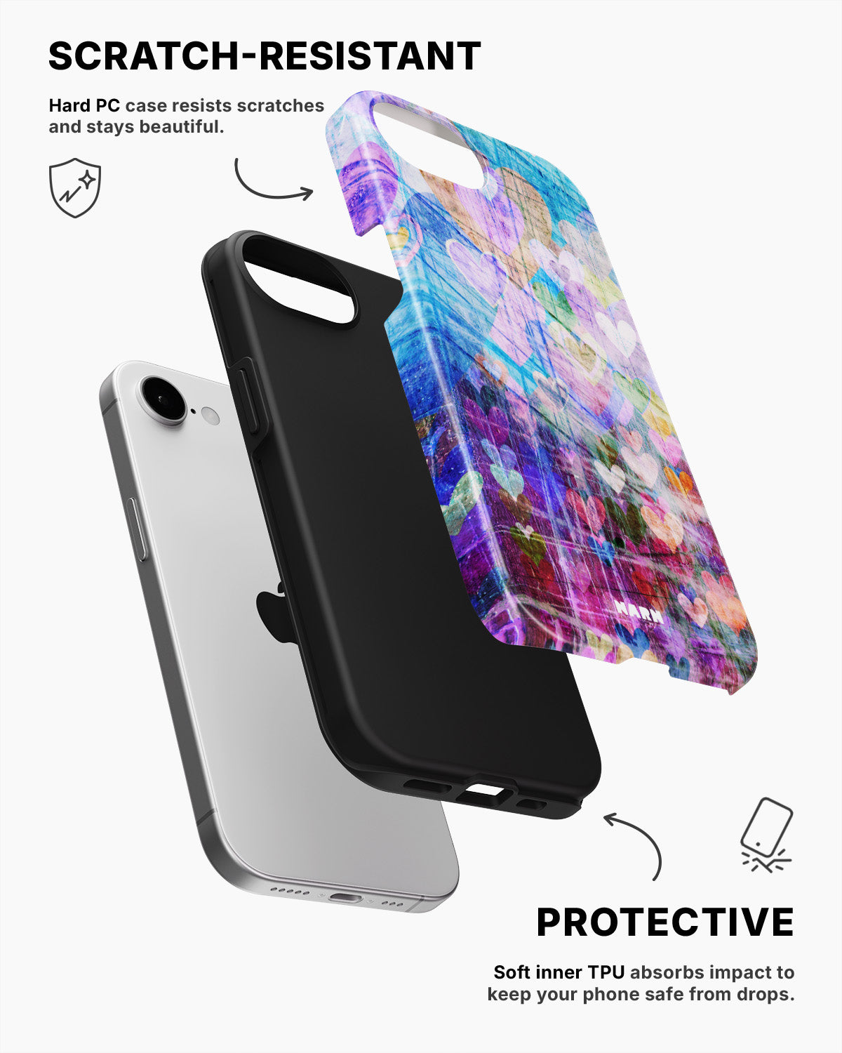 iPhone 16e Tough Case – Purple Hearts - View 2