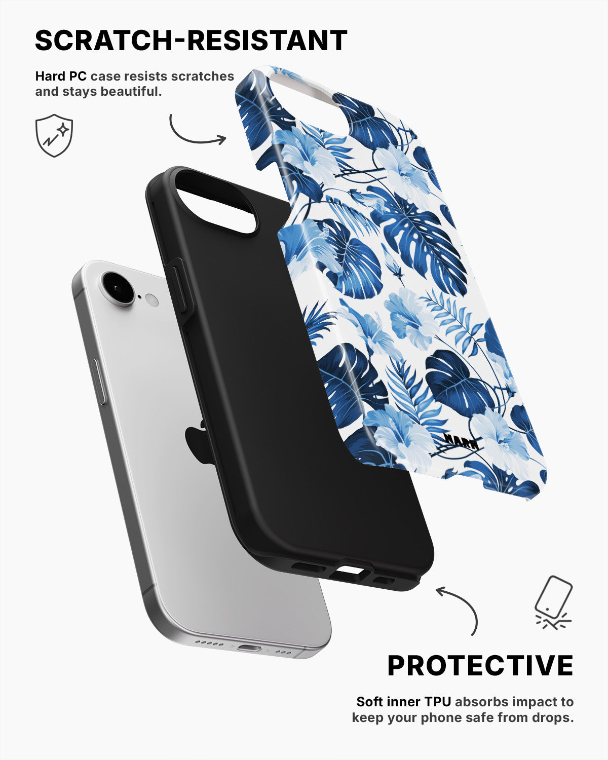 iPhone 16e Tough Case – Blue Tropics - View 2