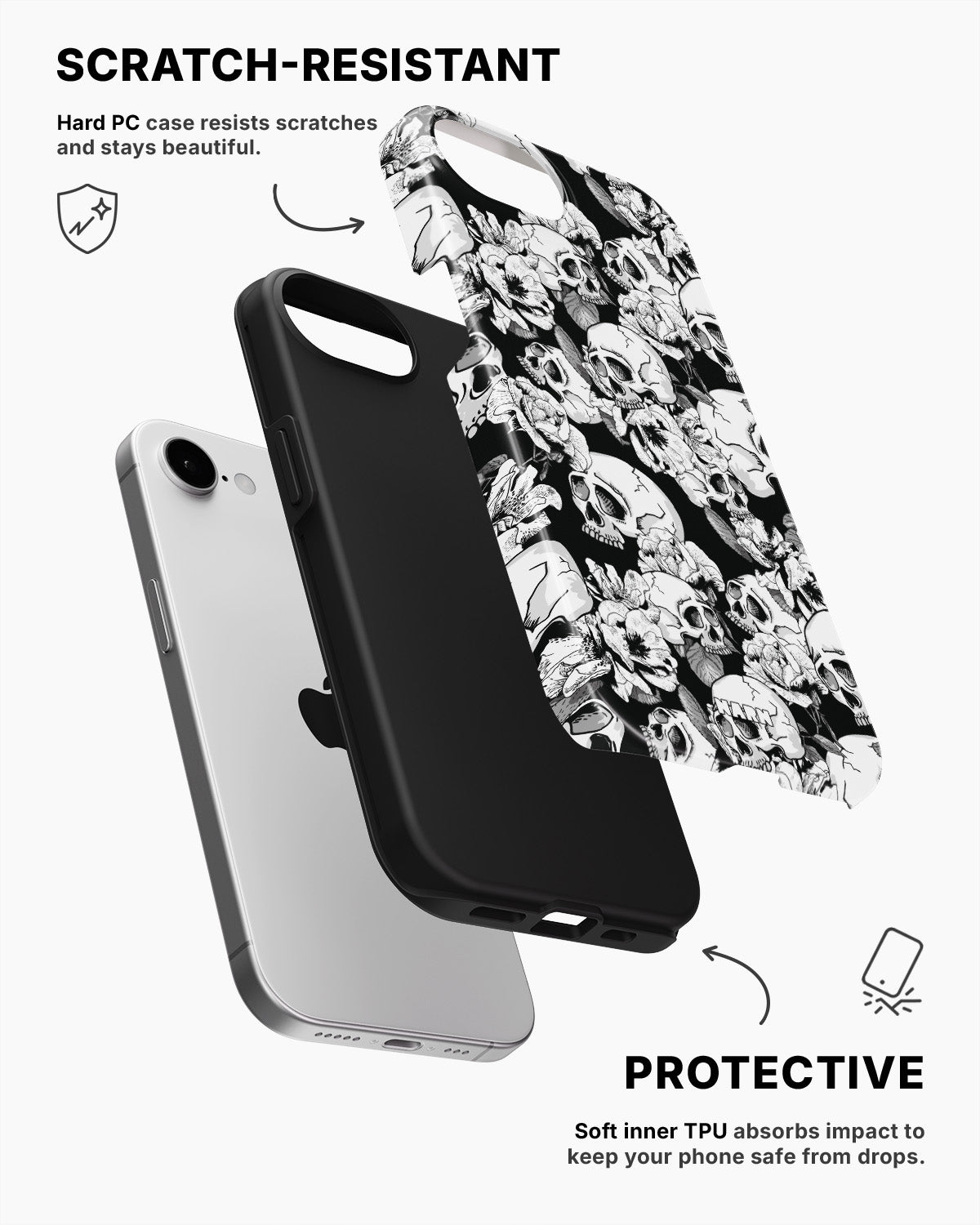 iPhone 16e Tough Case – Skull Garden - View 2