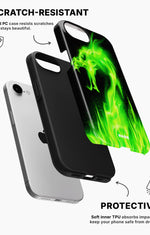 iPhone 16e Tough Case – Green Flames Dragon - View 2