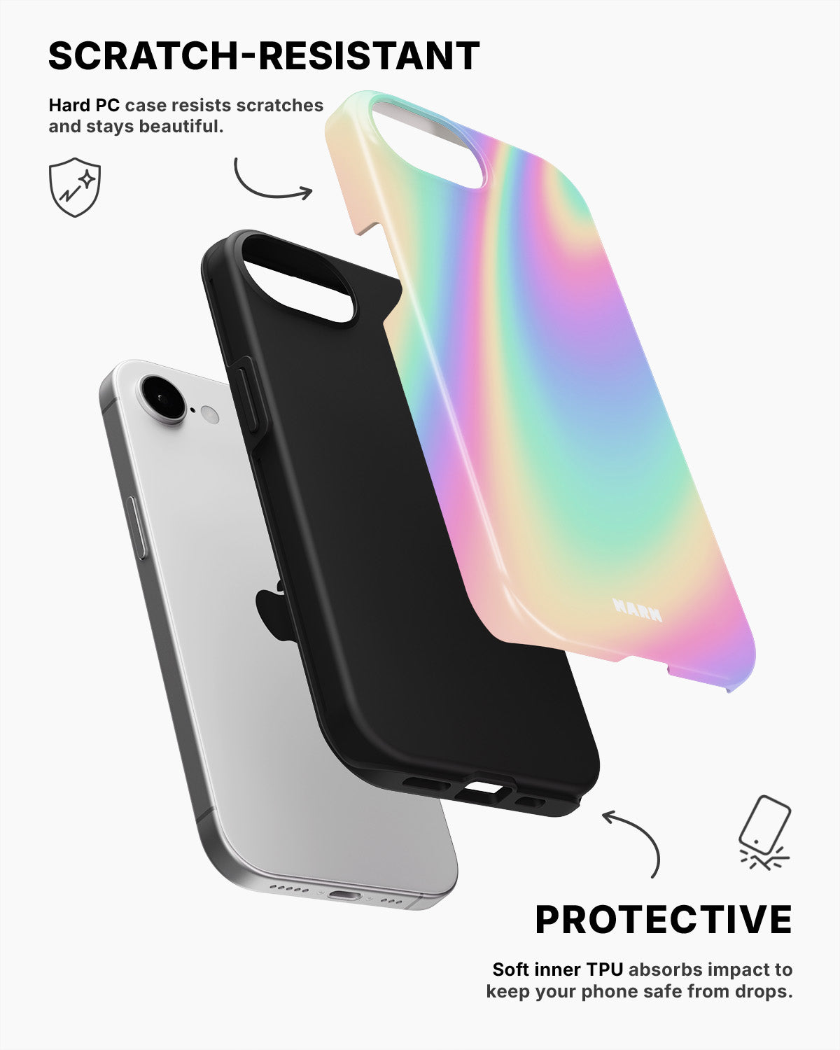 iPhone 16e Tough Case – Rainbow Haze - View 2