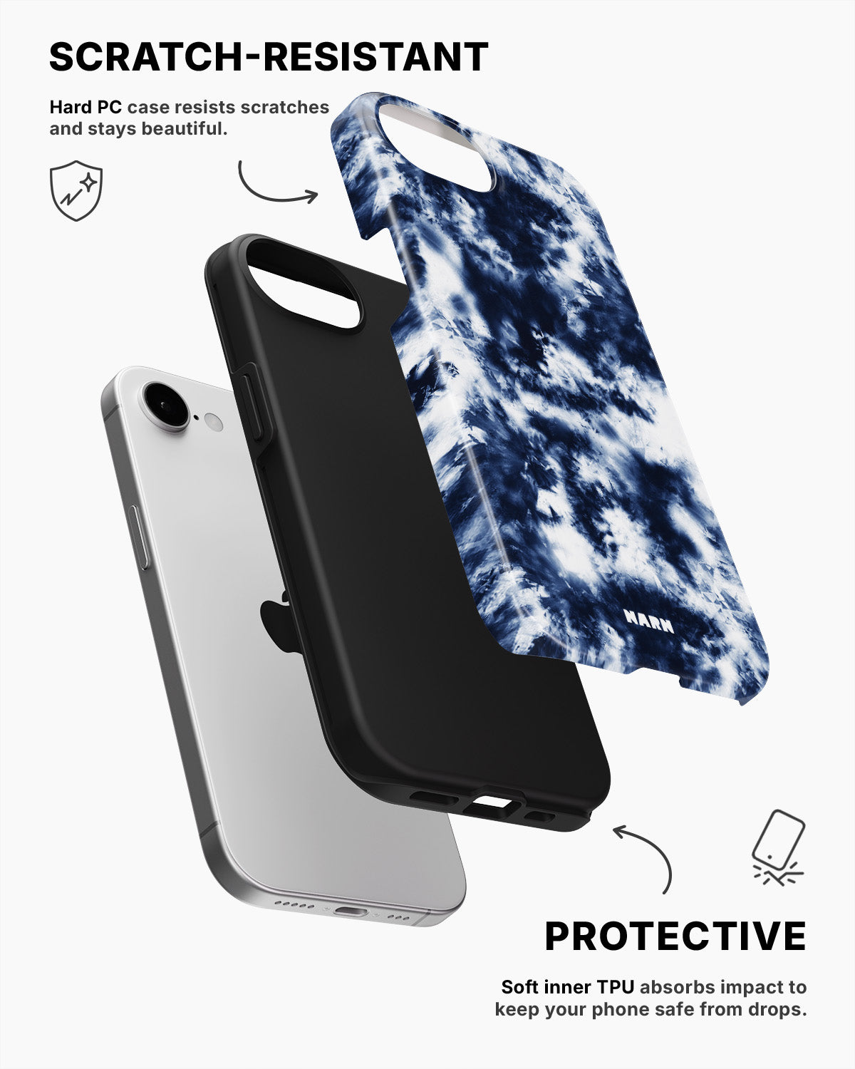 iPhone 16e Tough Case – Tie Dye Blue - View 2