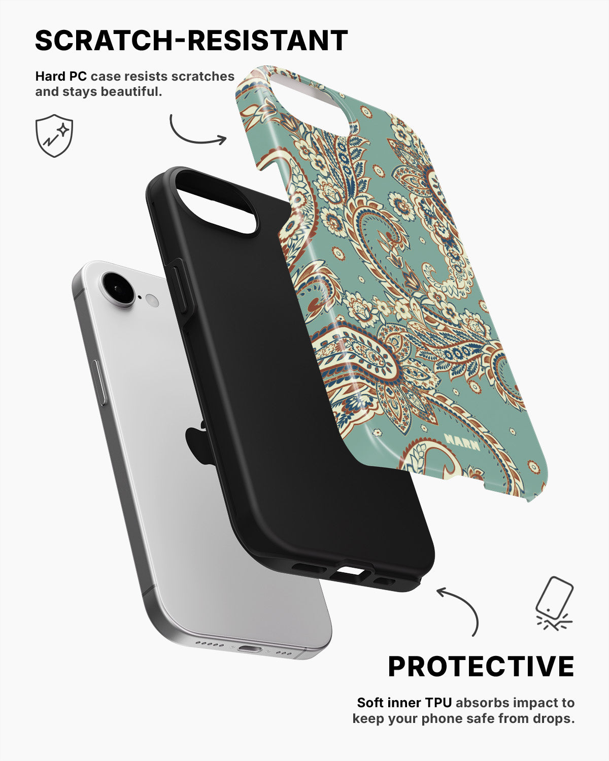 iPhone 16e Tough Case – Paisley Green - View 2