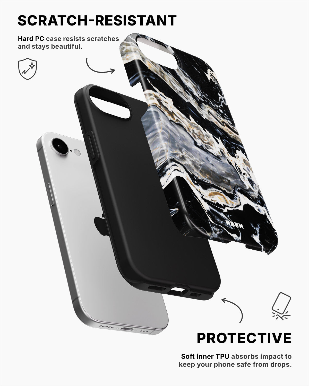 iPhone 16e Tough Case – Dark Swirl - View 2
