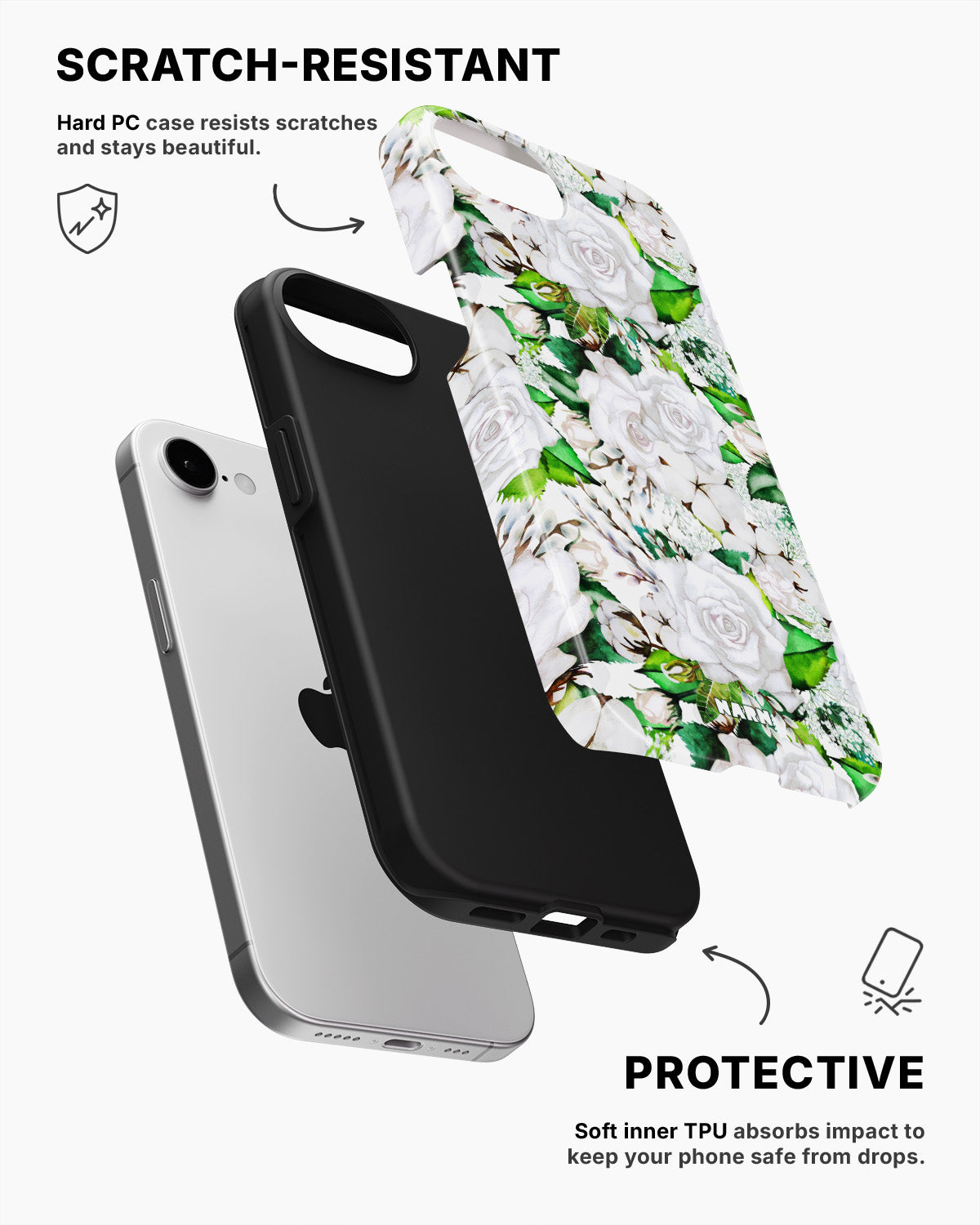 iPhone 16e Tough Case – White Bloom - View 2