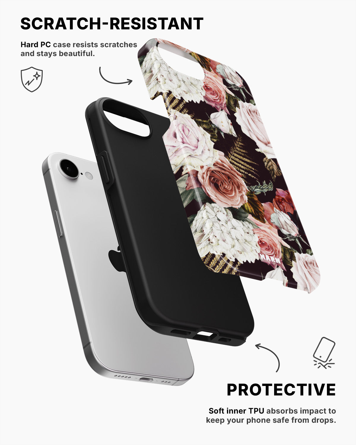 iPhone 16e Tough Case – Midnight Roses - View 2