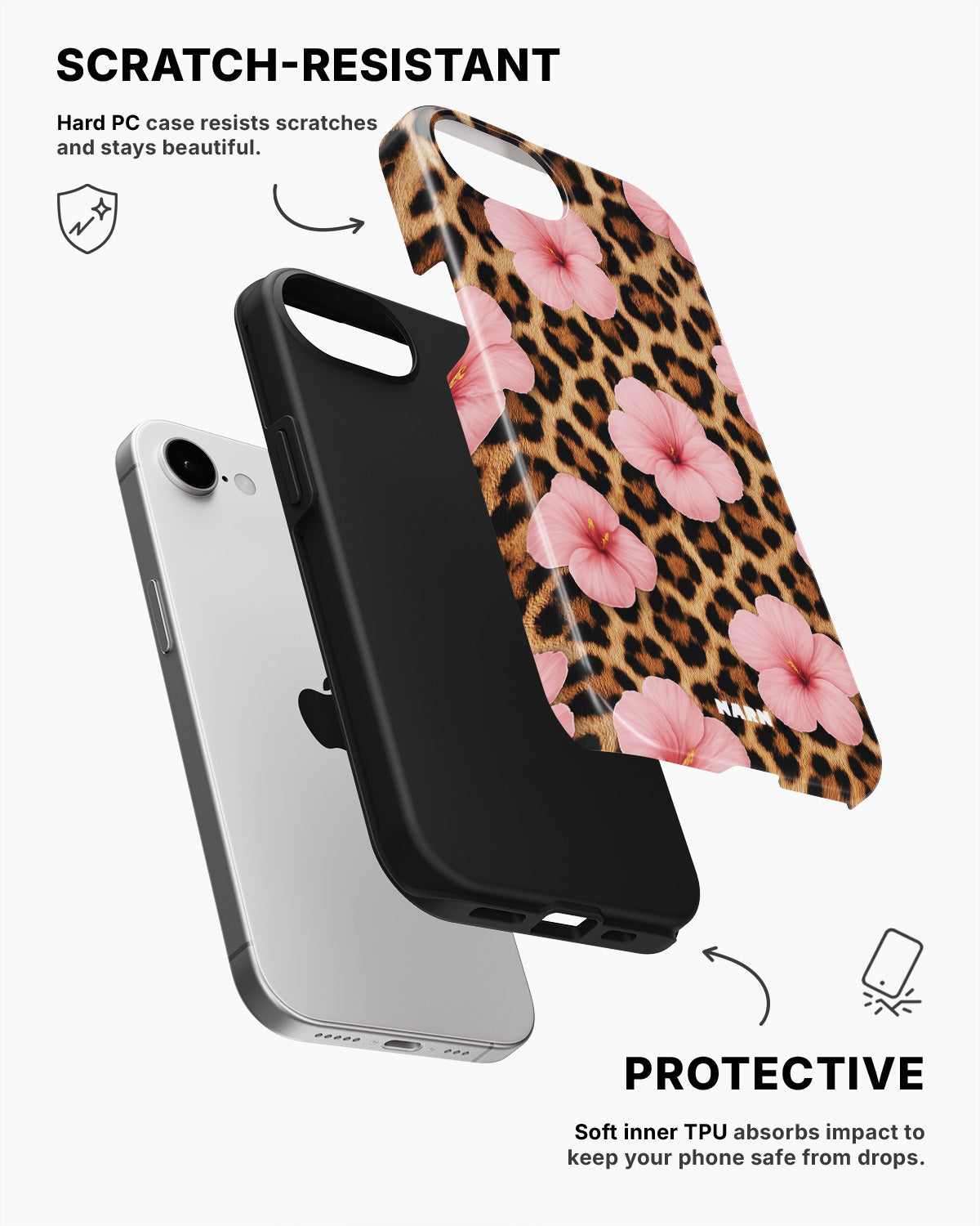 iPhone 16e Tough Case – Leopard Flower - View 2