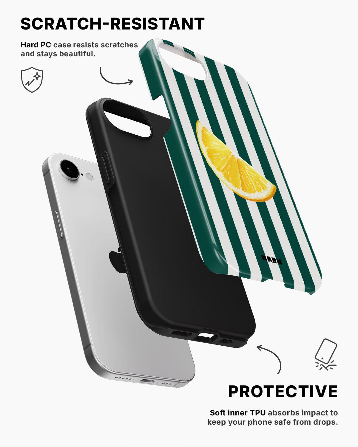 iPhone 16e Tough Case – Lemon Stripes - View 2