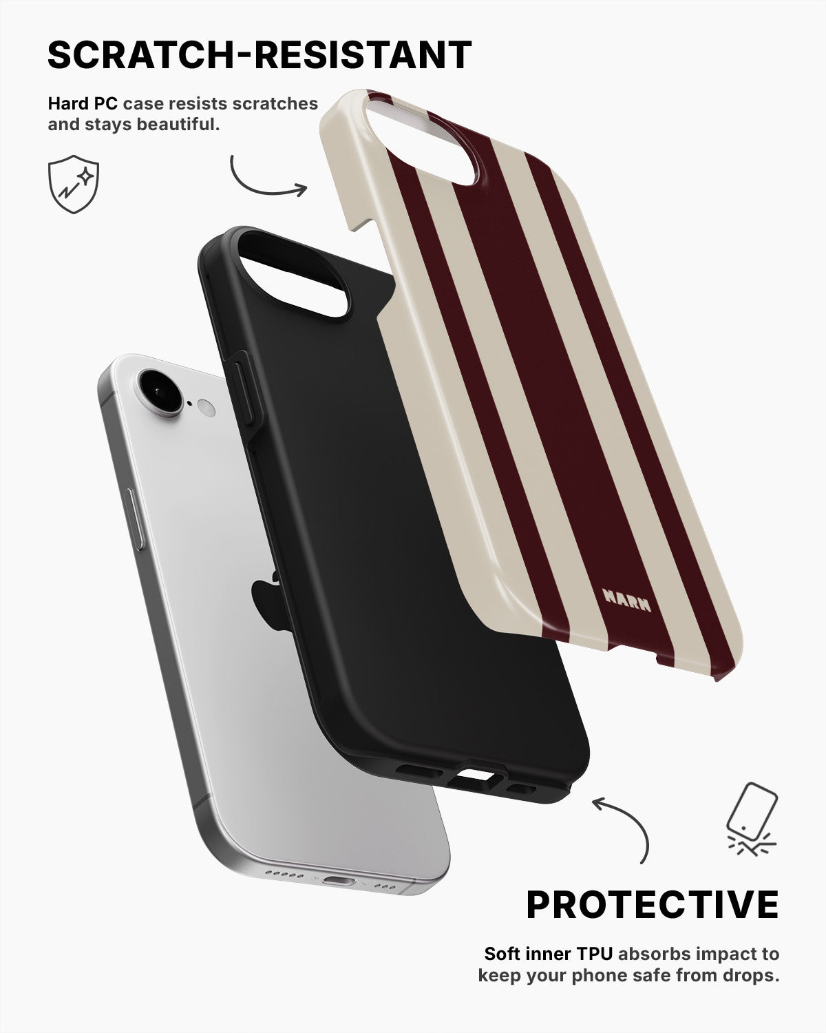 iPhone 16e Tough Case – Bordeaux Stripe - View 2