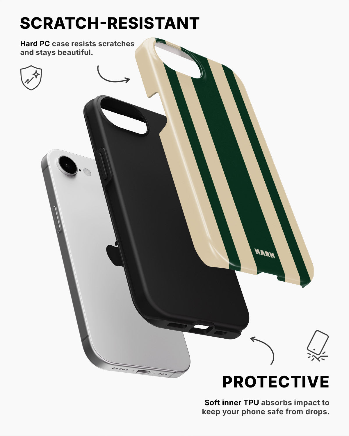 iPhone 16e Tough Case – Vert Stripe - View 2