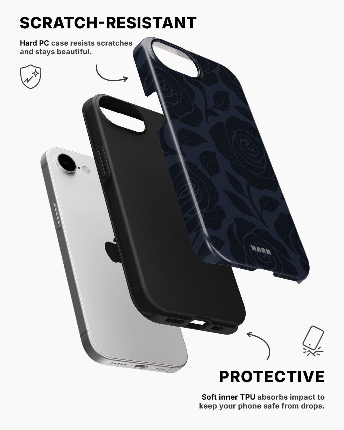 iPhone 16e Tough Case – Midnight Rose - View 2