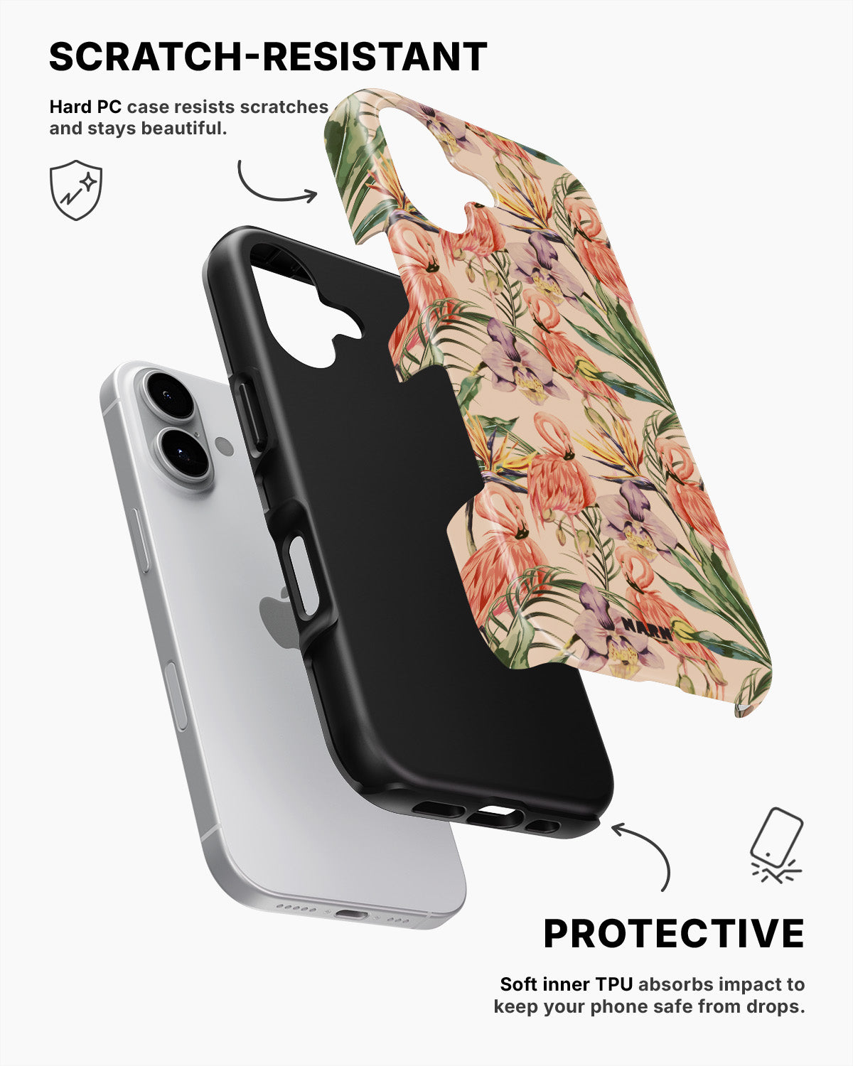 iPhone 17 Tough Case – Flamingos & Flowers - View 2