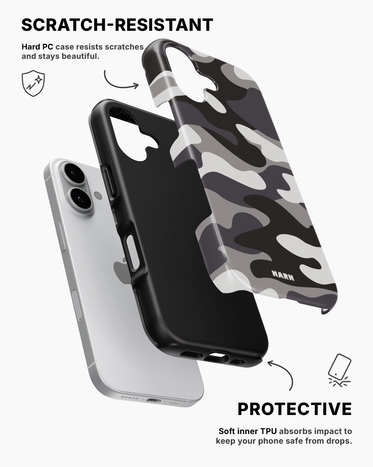 iPhone 17 Tough Case – Grey Camo - View 2
