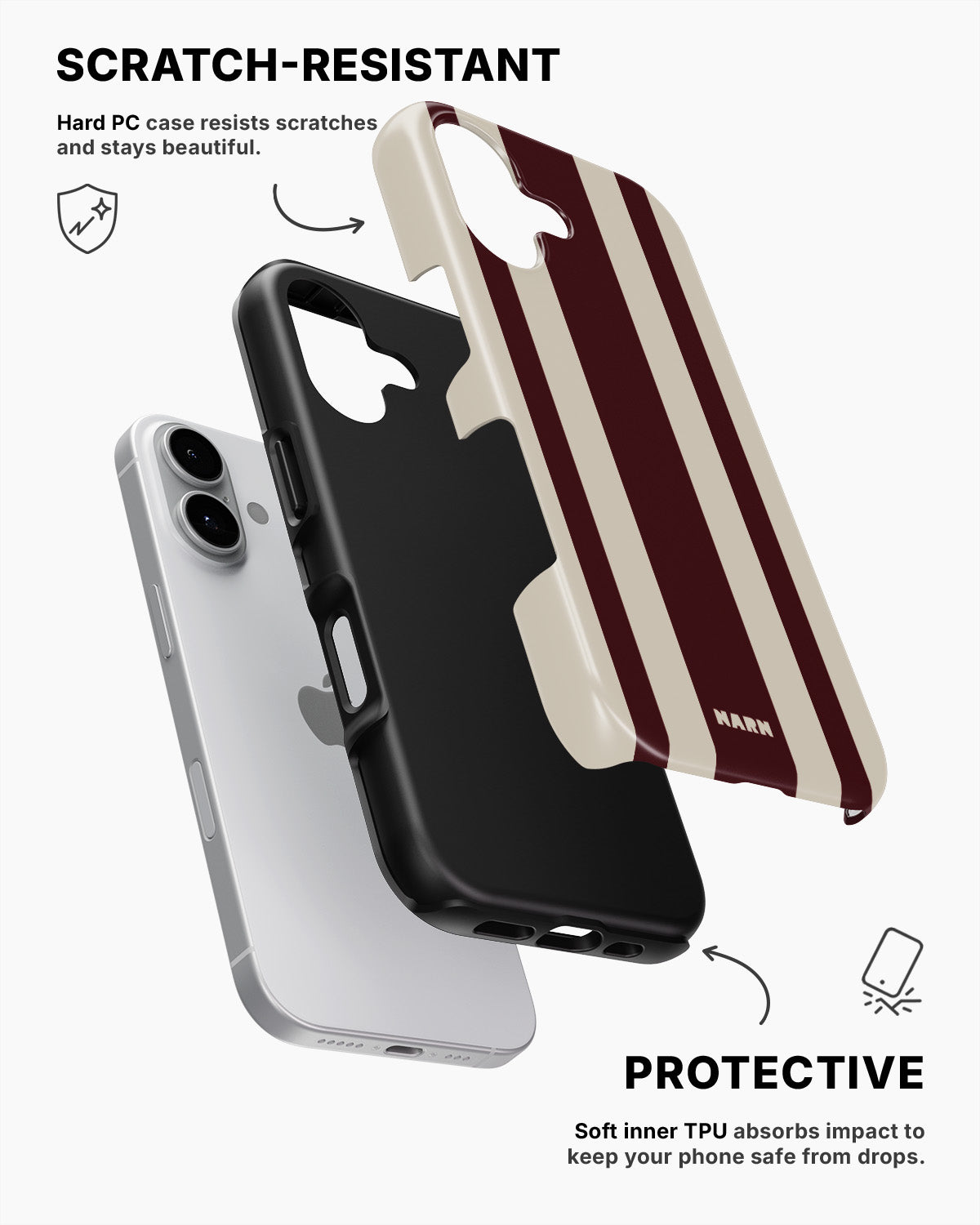 iPhone 17 Tough Case – Bordeaux Stripe - View 2