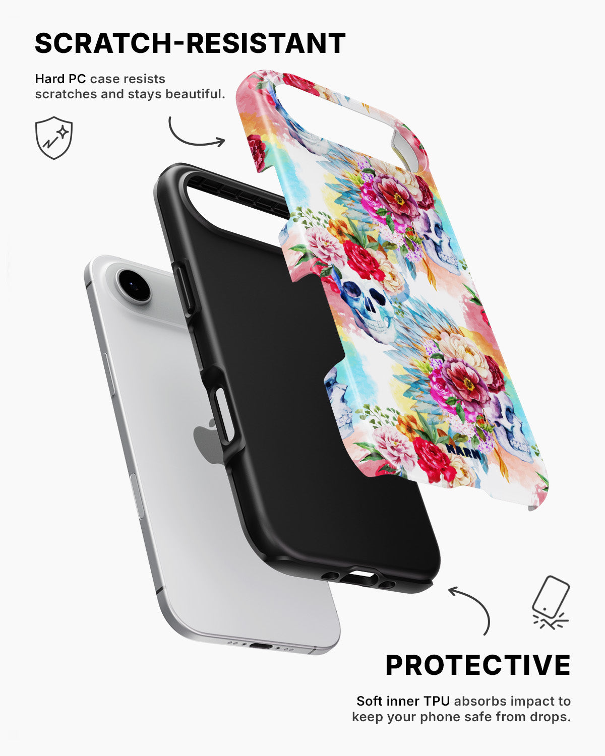 iPhone Air Tough Case – Flowered Skulls - View 2