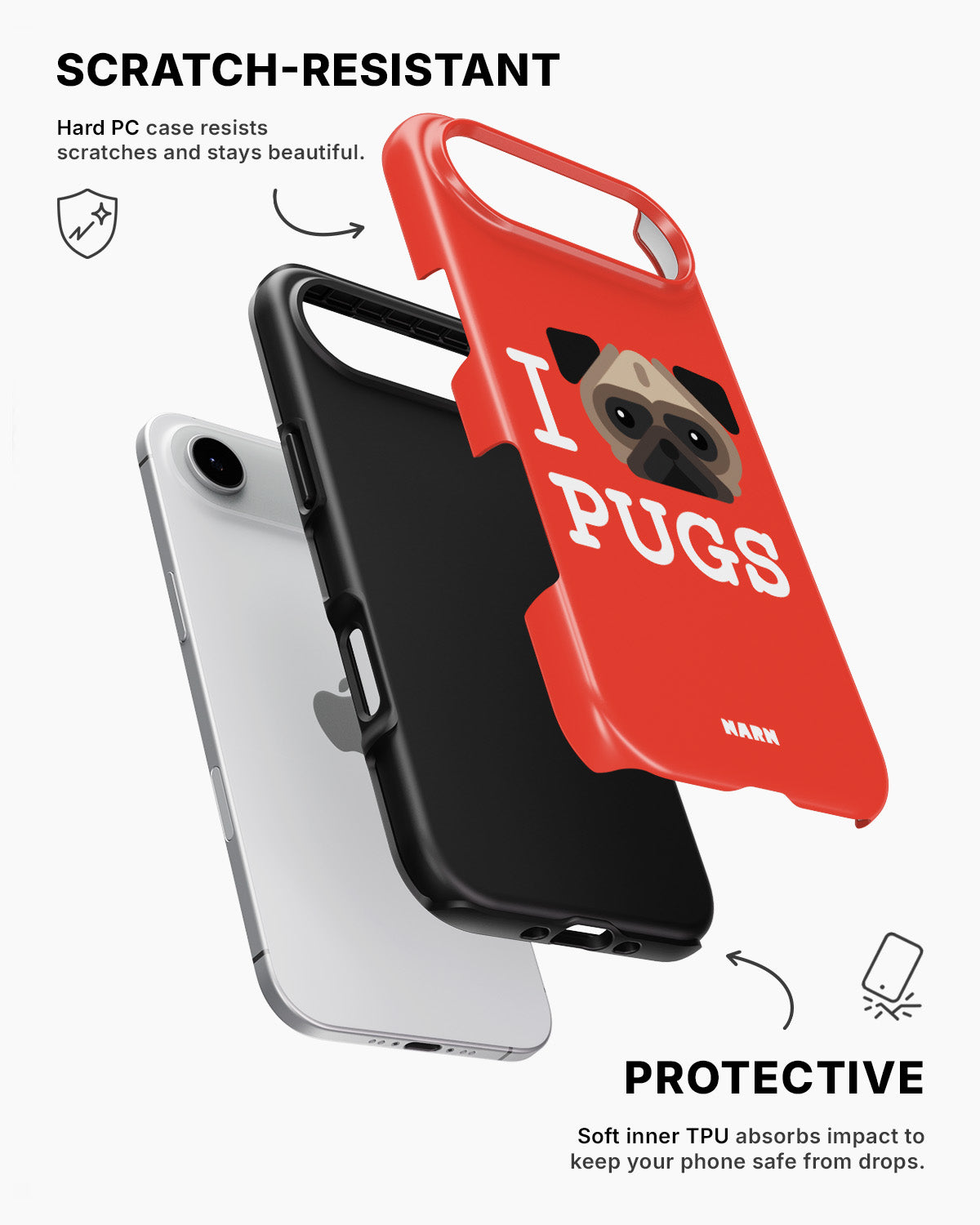iPhone Air Tough Case – I Love Pugs - View 2