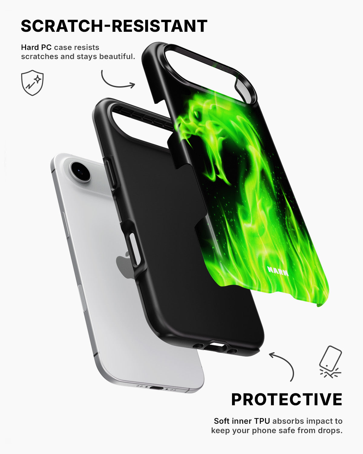 iPhone Air Tough Case – Green Flames Dragon - View 2