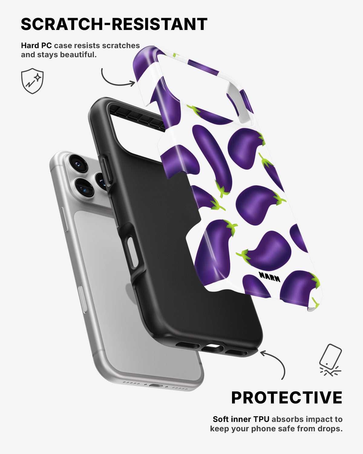 iPhone 17 Pro Tough Case – Eggplant Pattern - View 2