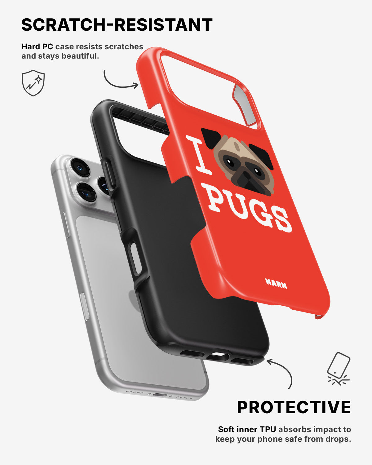 iPhone 17 Pro Tough Case – I Love Pugs - View 2