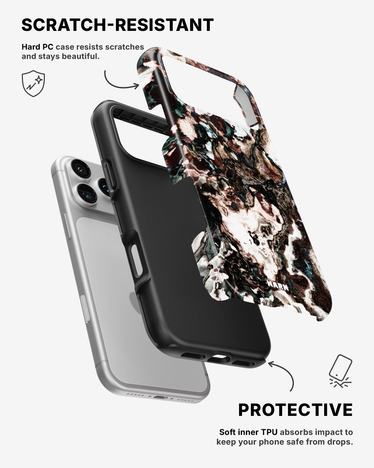iPhone 17 Pro Tough Case – Marble Brown - View 2