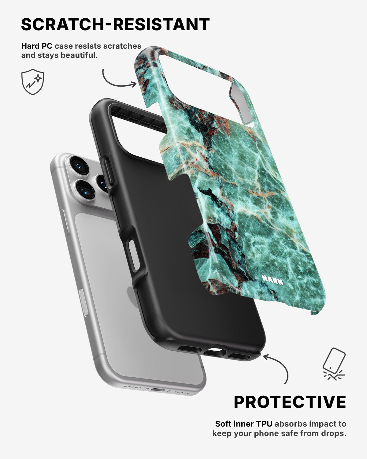 iPhone 17 Pro Tough Case – Green Marble - View 2