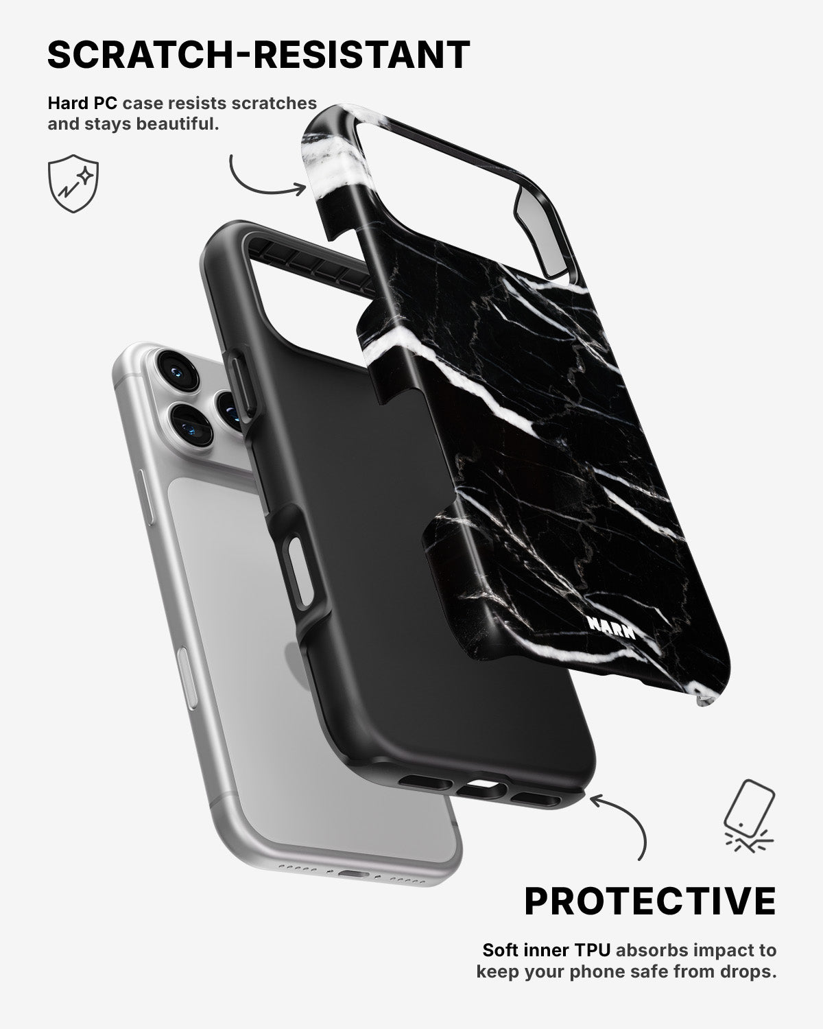 iPhone 17 Pro Tough Case – Black Marble - View 2