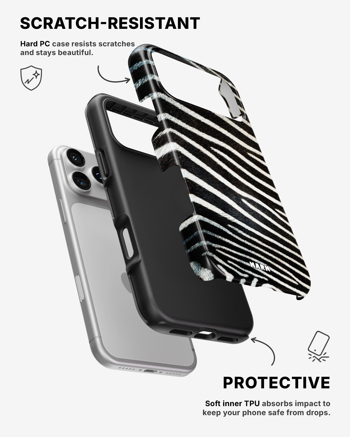 iPhone 17 Pro Tough Case – Zebra Stripe - View 2
