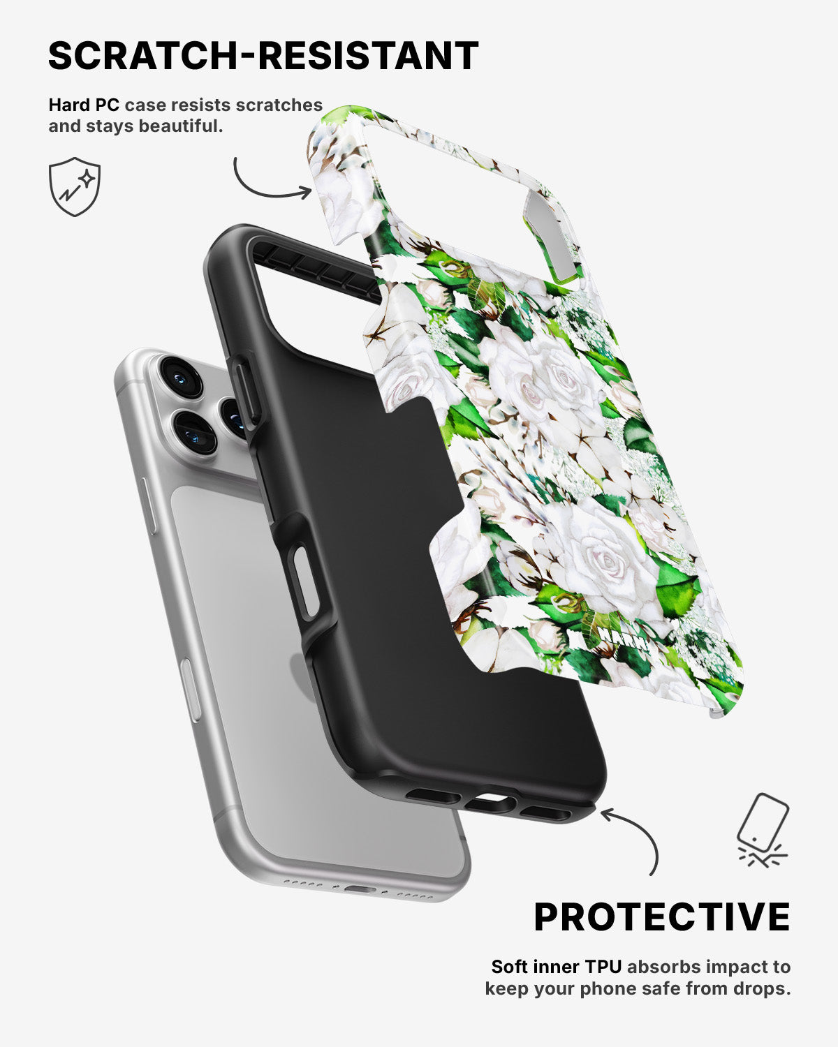 iPhone 17 Pro Tough Case – White Bloom - View 2