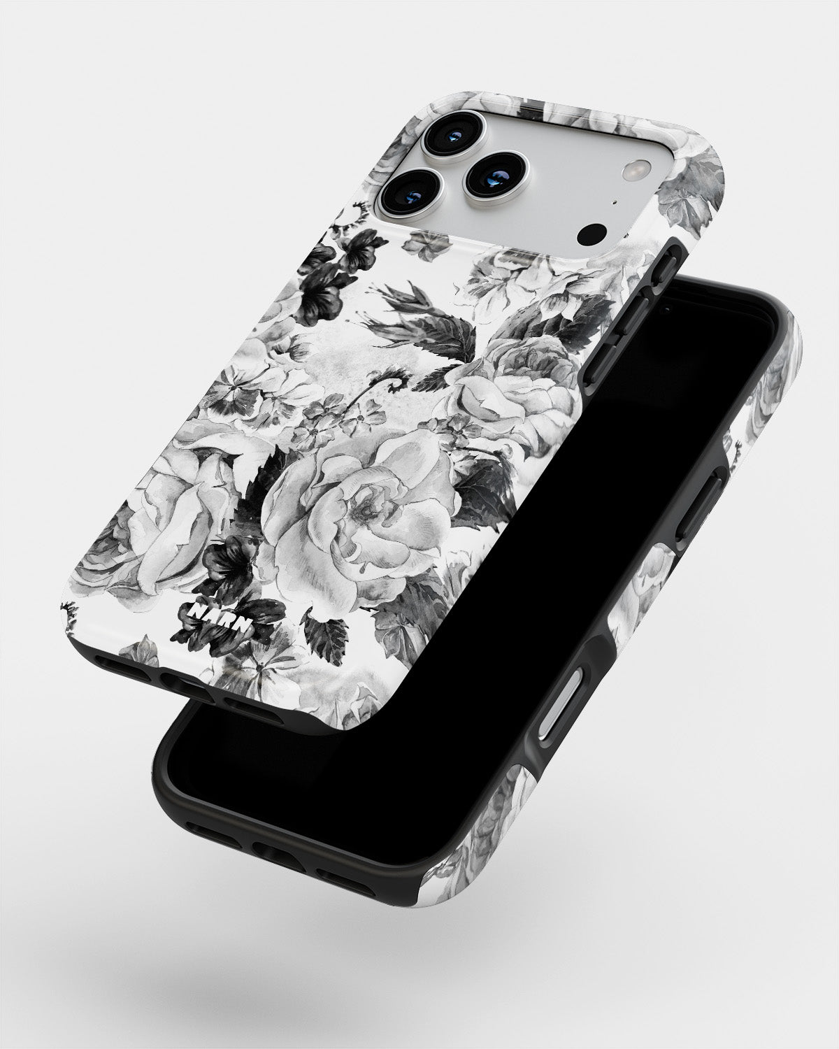 iPhone 17 Pro Tough Case – Black & White Bloom - View 4