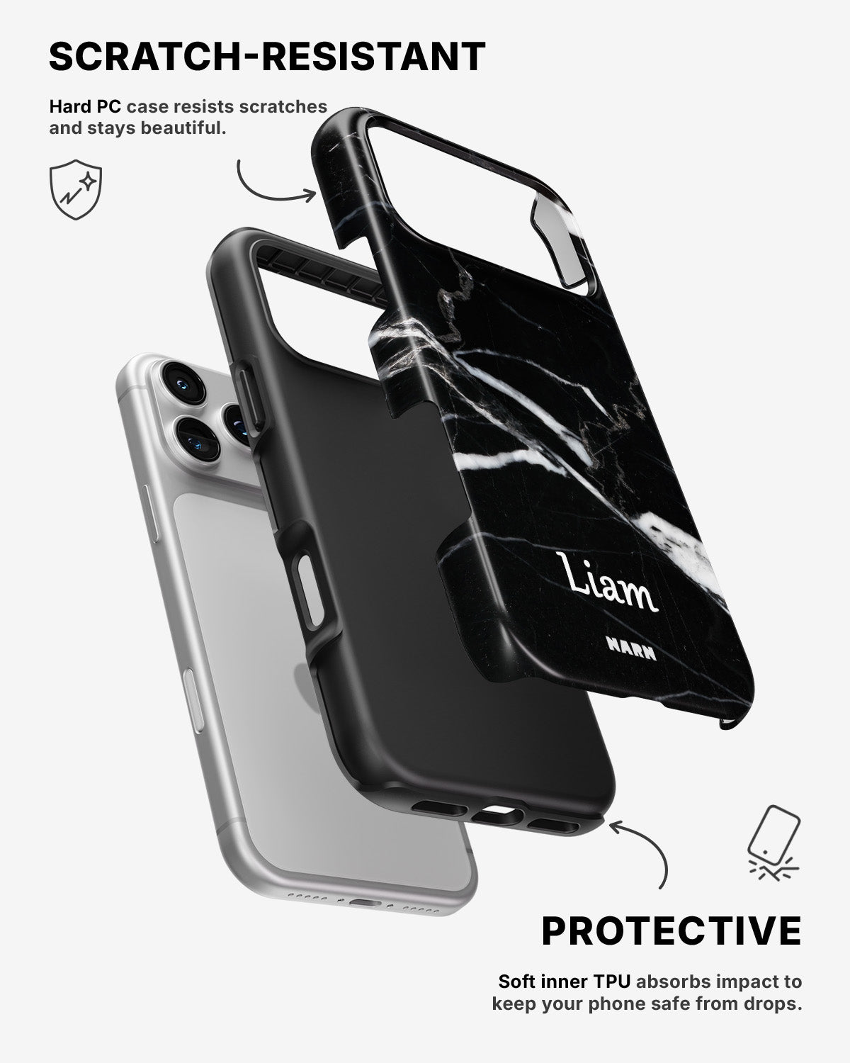 iPhone 17 Pro Max Tough Case – Custom - Black Marble - View 2