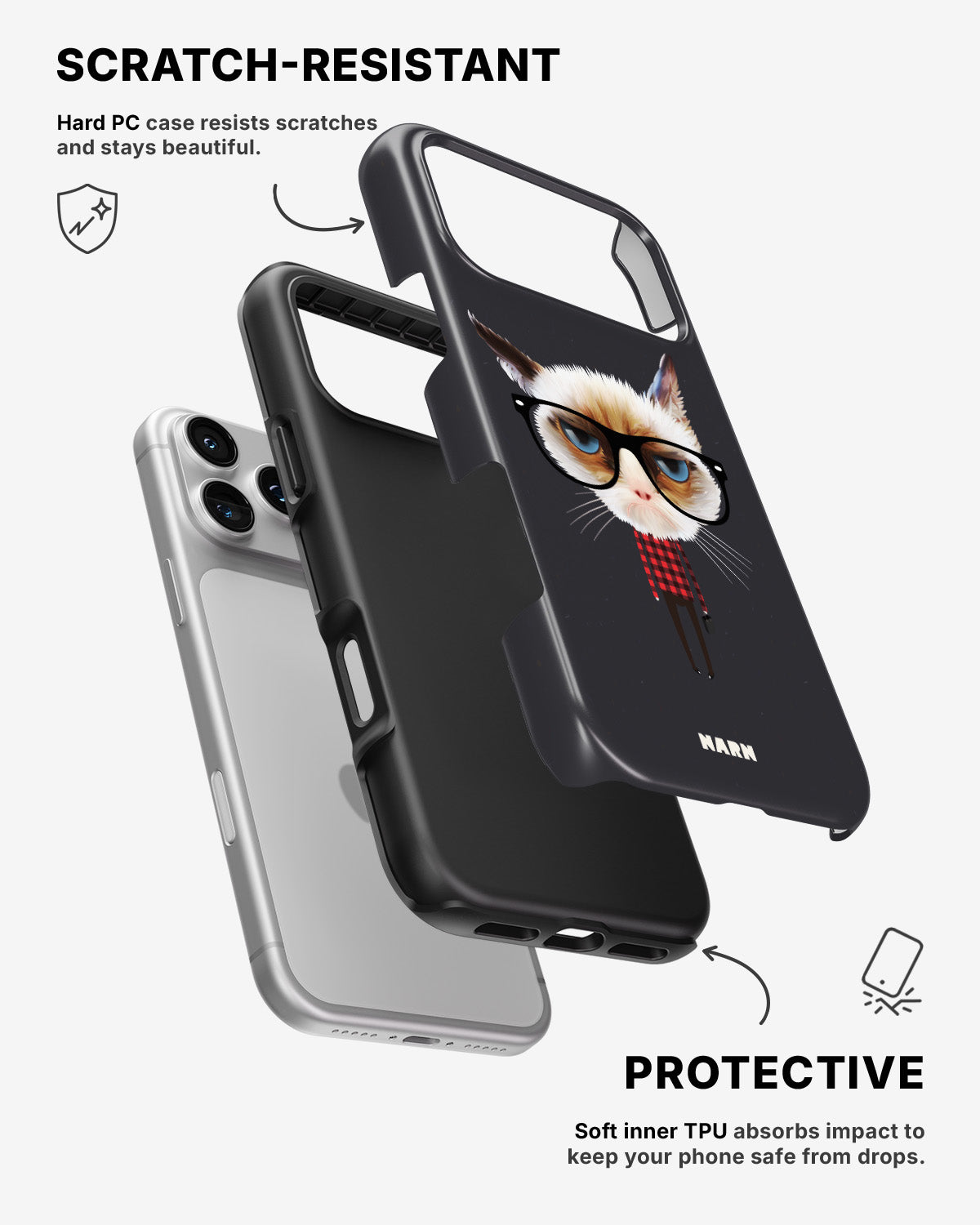 iPhone 17 Pro Max Tough Case – Hipster Cat - View 2