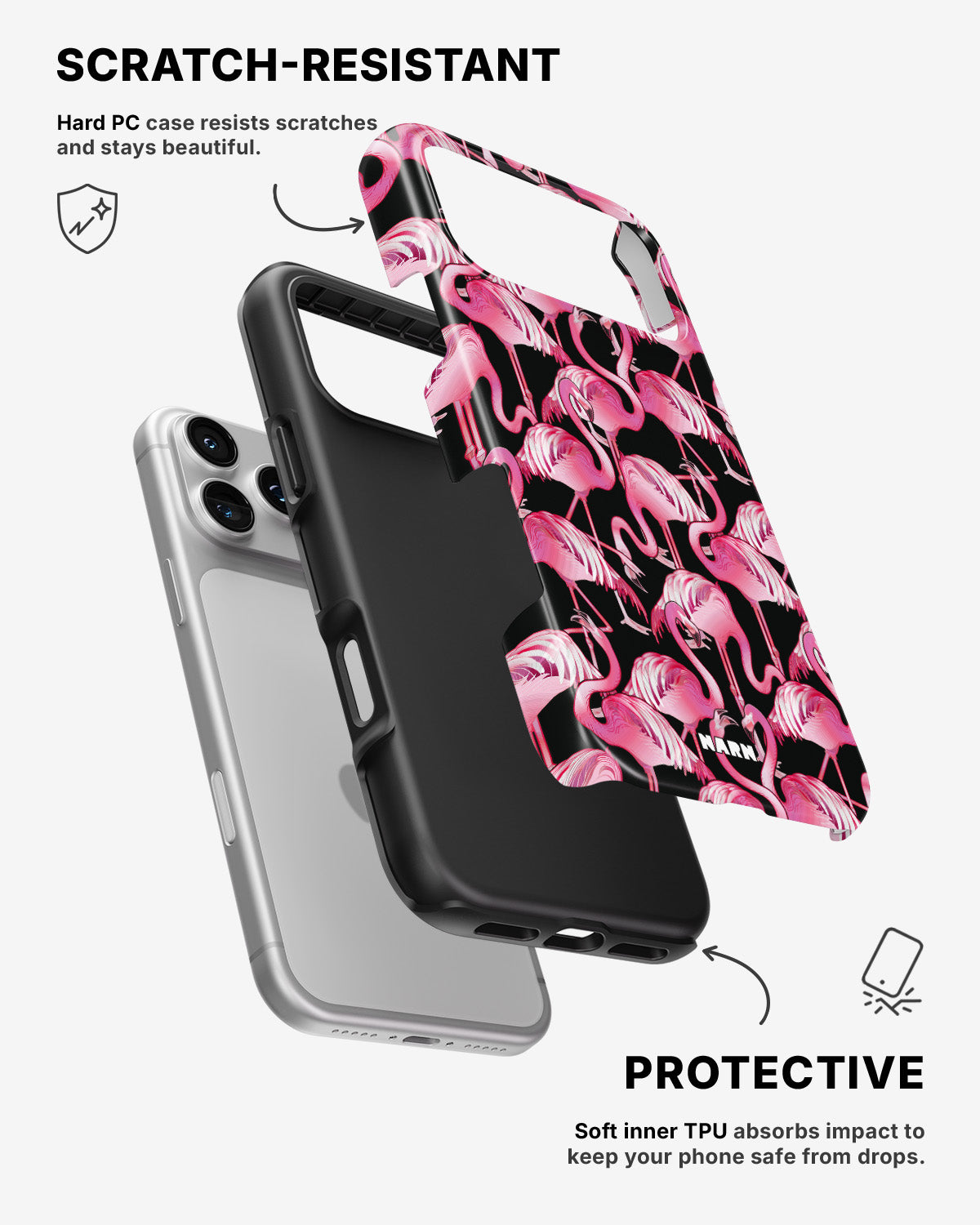 iPhone 17 Pro Max Tough Case – Flamingos - View 2