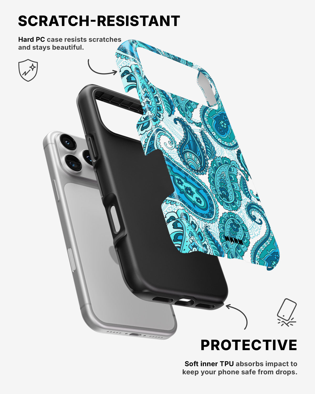 iPhone 17 Pro Max Tough Case – Turquoise Paisley - View 2