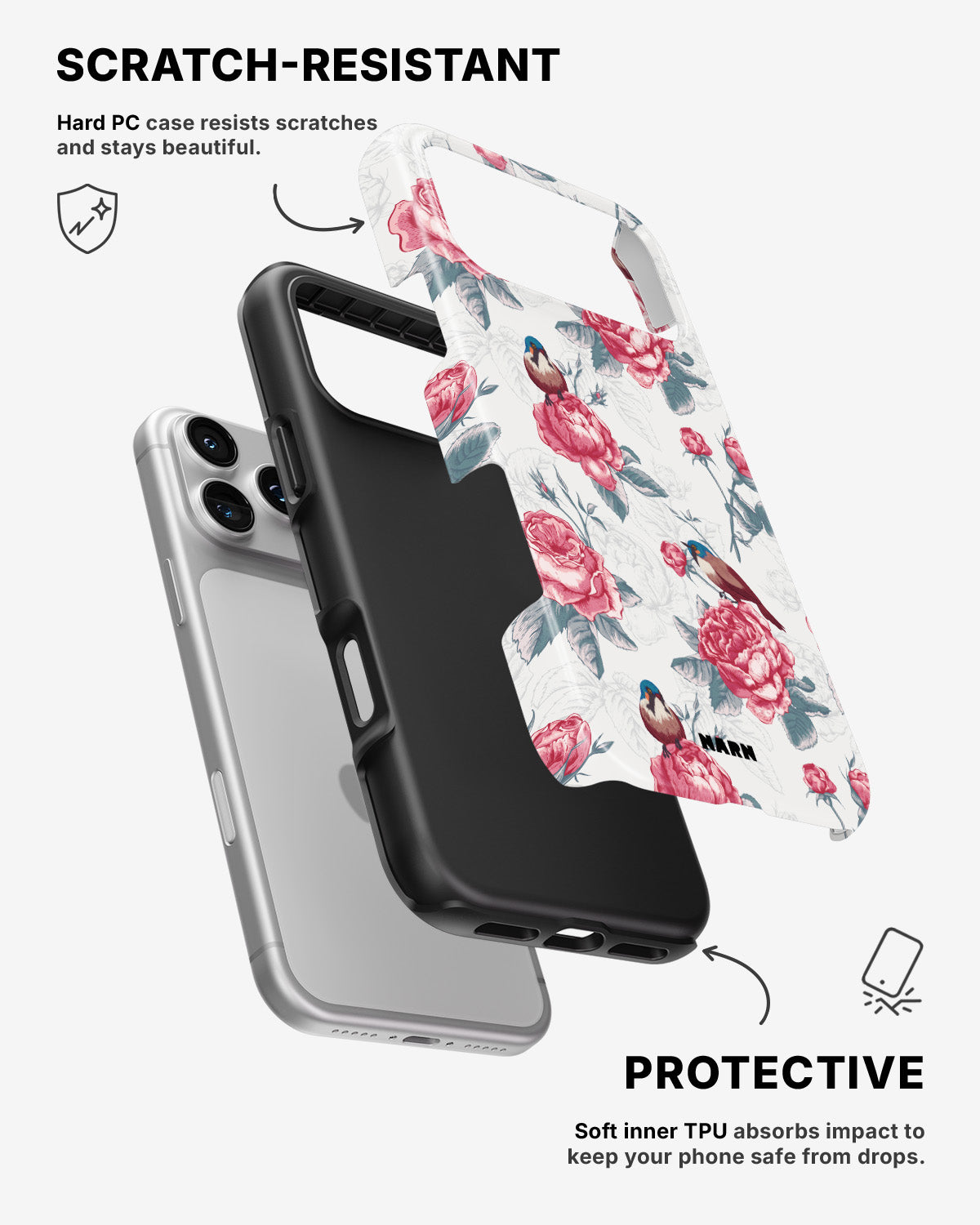 iPhone 17 Pro Max Tough Case – Birds Among Roses - View 2