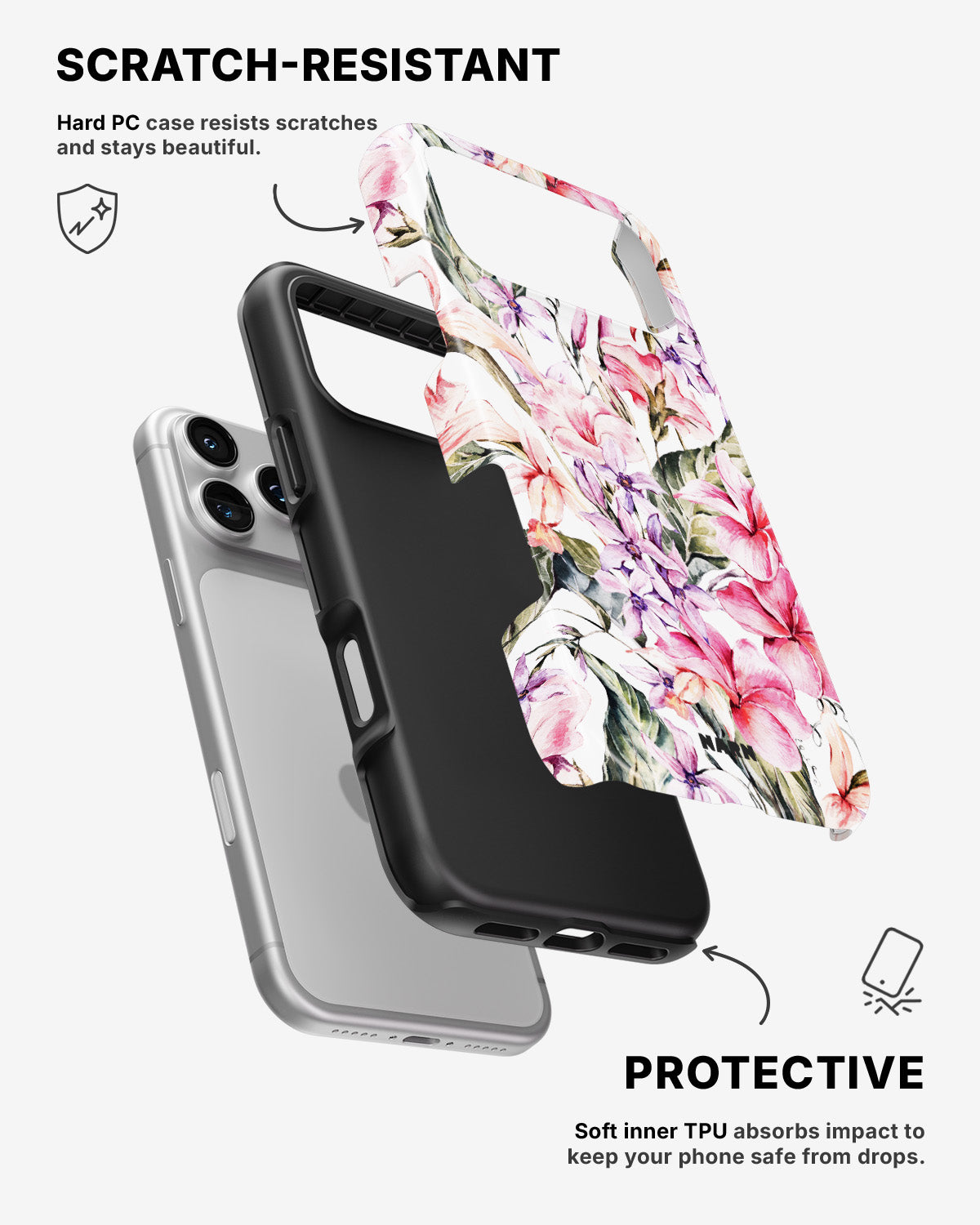 iPhone 17 Pro Max Tough Case – Watercolor Flowers - View 2