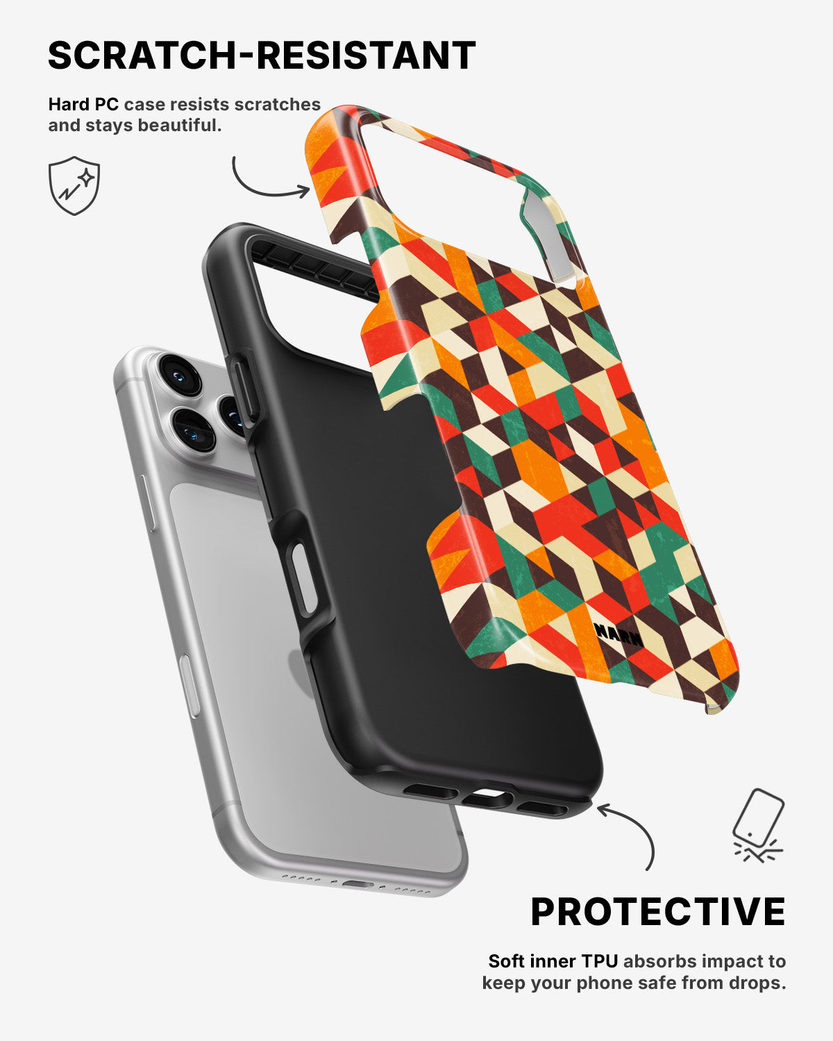 iPhone 17 Pro Max Tough Case – Retro Geometric - View 2