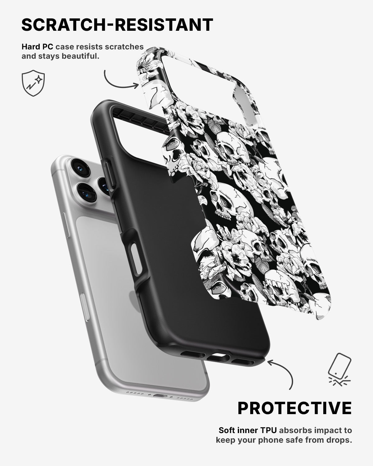 iPhone 17 Pro Max Tough Case – Skull Garden - View 2