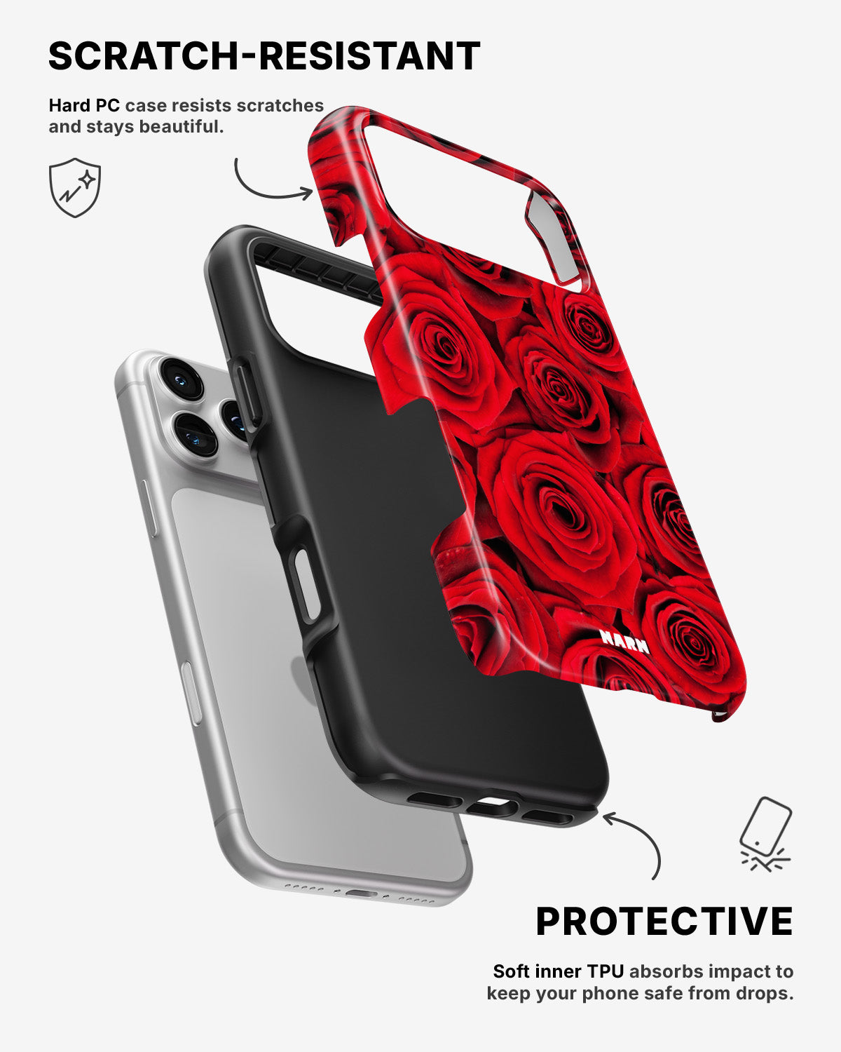 iPhone 17 Pro Max Tough Case – Red Roses - View 2