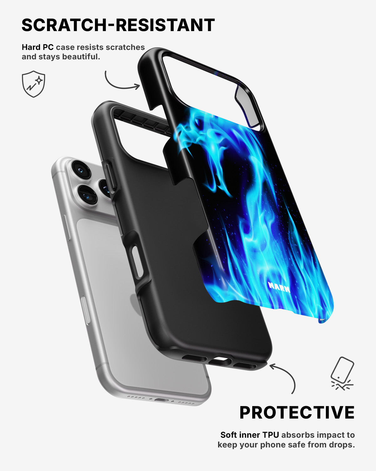 iPhone 17 Pro Max Tough Case – Blue Flames Dragon - View 2