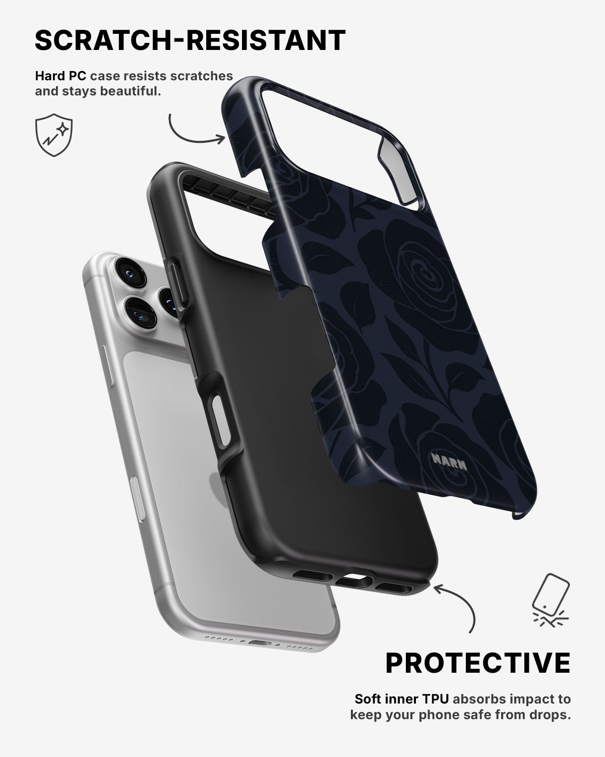 iPhone 17 Pro Max Tough Case – Midnight Rose - View 2