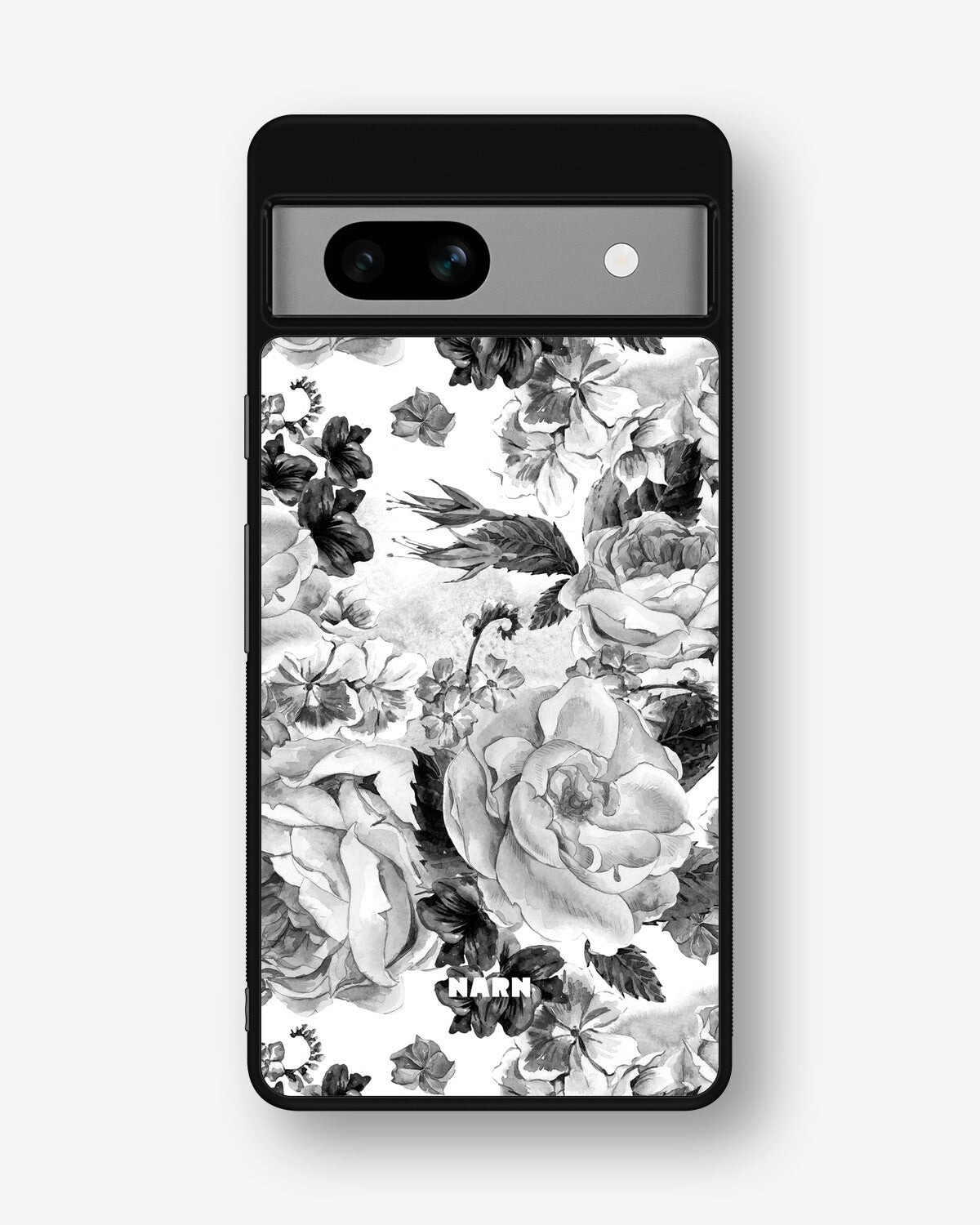 Google Pixel 7a Hard Case – Black & White Bloom - View 1