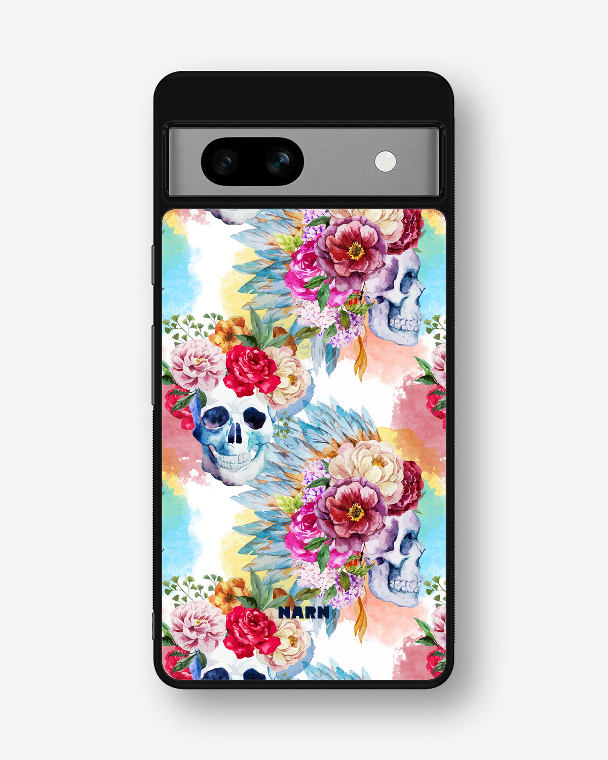 Google Pixel 7a Hard Case – Flowered Skulls - View 1
