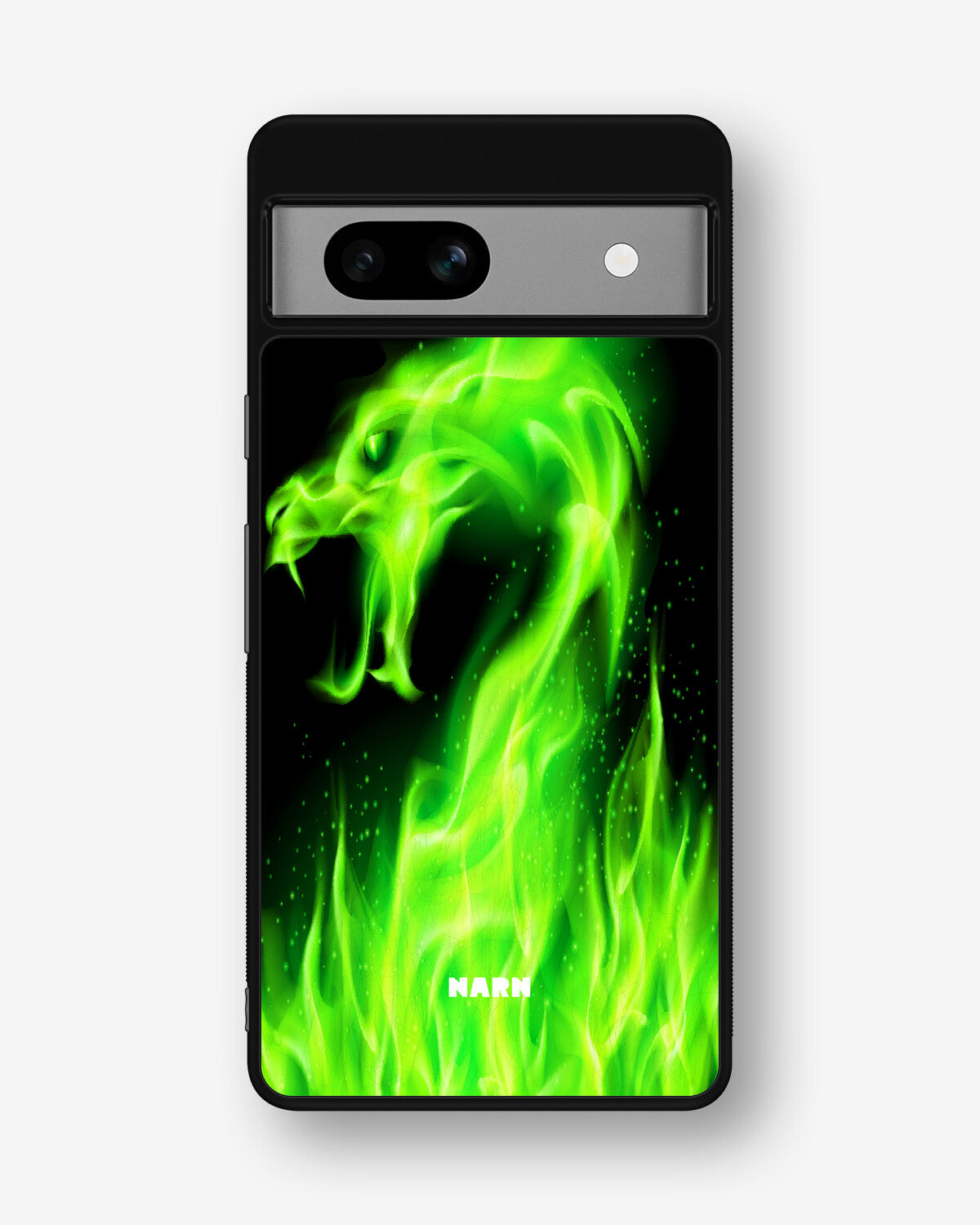Google Pixel 7a Hard Case – Green Flames Dragon - View 1