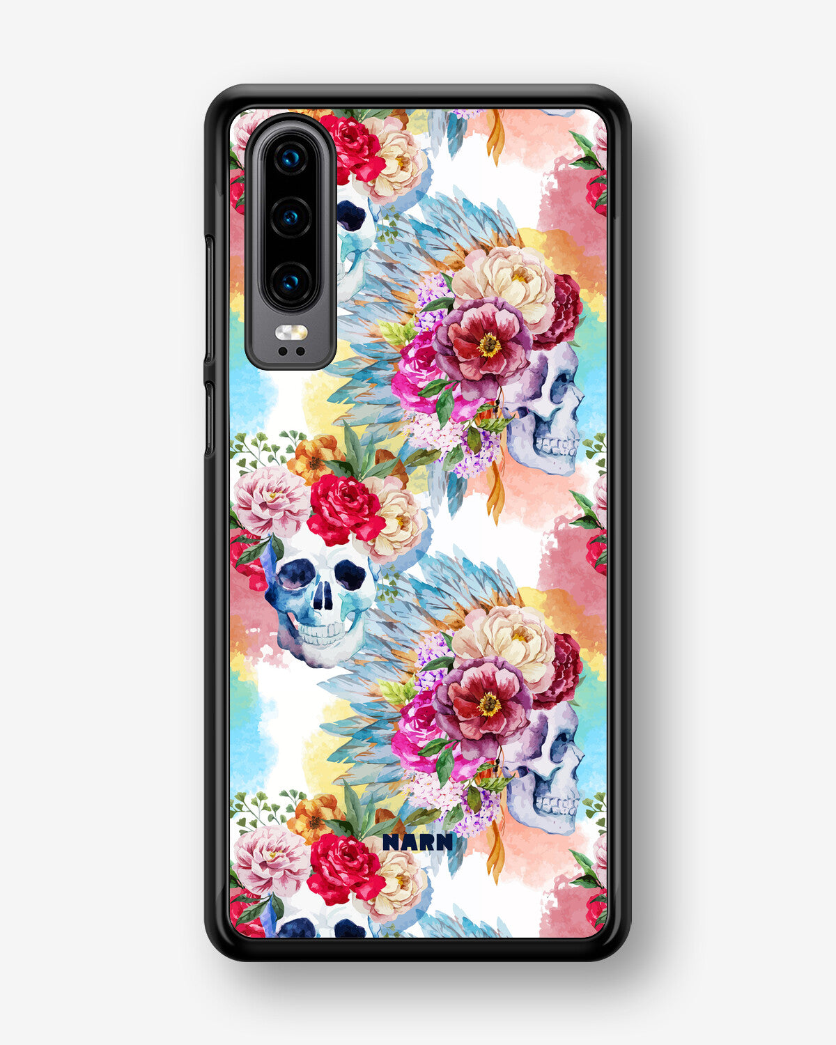 Huawei P30 Hard Case – Flowered Skulls - View 1